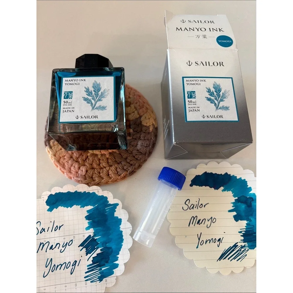 Sailor Manyo Yomogi Teal Blue Fountain Pen Ink Sample 3ml